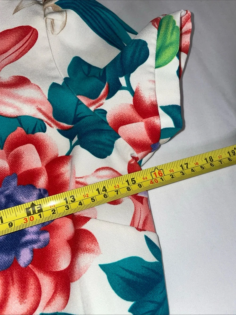 Zara White Floral Short Sleeve Romper with Teal & Coral Blooms